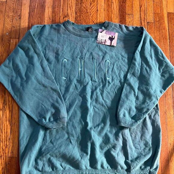 Chic sportswear plus‎ crewneck sweatshirt Womens Size XXL Green NWT - Picture 1 of 4